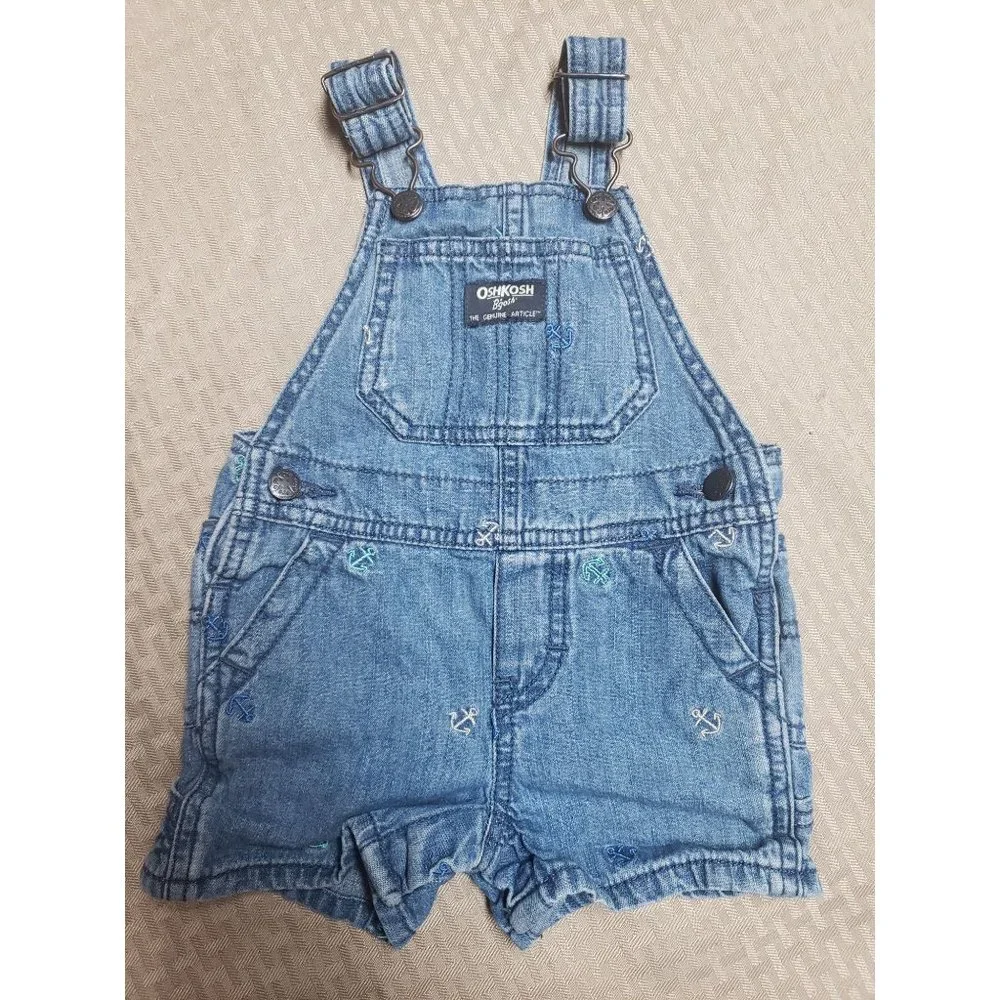 OshKosh BGosh Nautical Blue jean Overall short‎ 12m